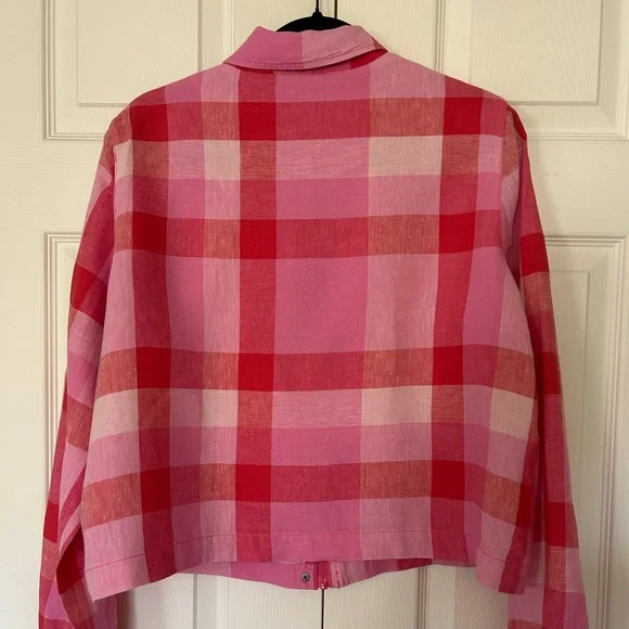 Olsen Plaid Pink and Red Jacket - Picture 3 of 6